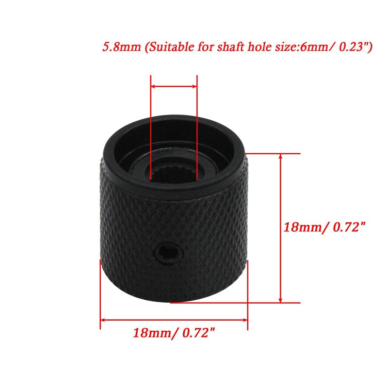 mxuteuk 4pcs Black Metal Potentiometer Control Knob Volume Audio Electric Guitar Bass Screw Type 18 x 18mm (dh) KNOB-10-BK - Image 3